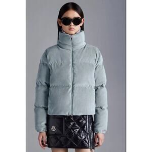 Moncler - Womens Antre quilted Corduroy Down Jacket in Aqua - Size 0